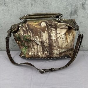 Realtree Handbag Women Lrg Brown Green Camo Concealed Carry Studded Satchel